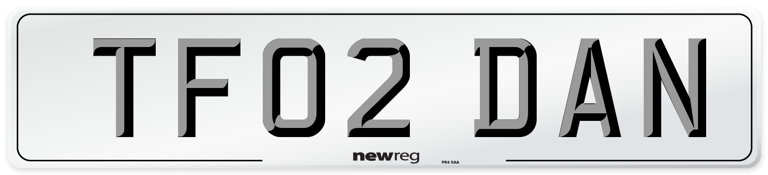 TF02 DAN Number Plate from New Reg